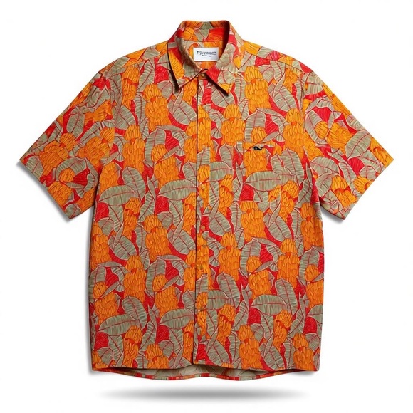 Vineyard Vines Orange and Red Leaf Pattern Shirt - Picture 2 of 3